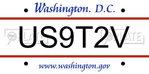 US9T2V District Of Columbia License Plate