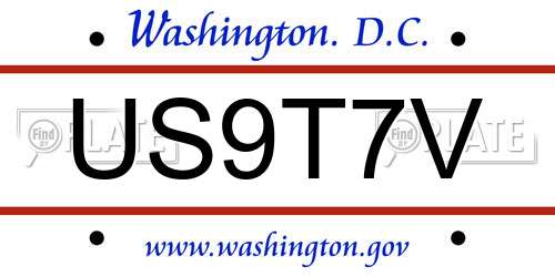 US9T7V District Of Columbia License Plate