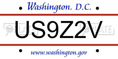 US9Z2V District Of Columbia License Plate