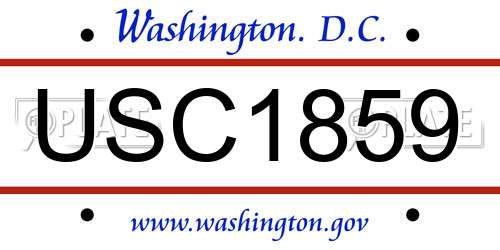 USC1859 District Of Columbia License Plate