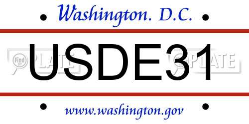 USDE31 District Of Columbia License Plate