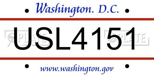 USL4151 District Of Columbia License Plate