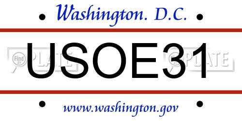 USOE31 District Of Columbia License Plate