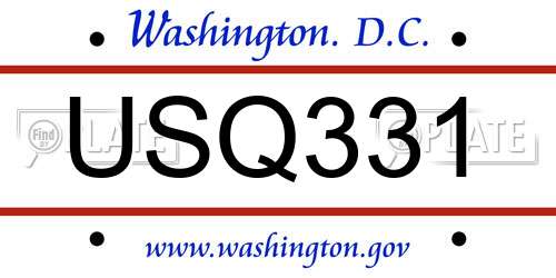 USQ331 District Of Columbia License Plate