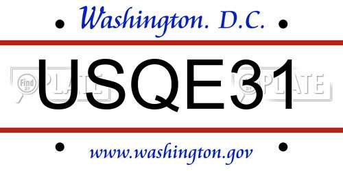 USQE31 District Of Columbia License Plate