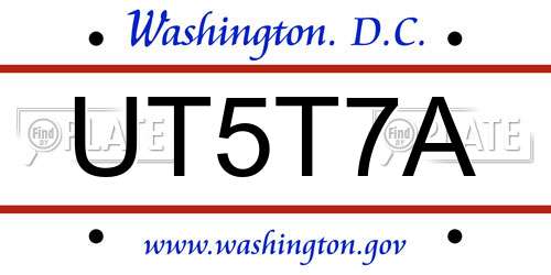 UT5T7A District Of Columbia License Plate