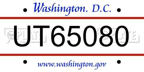 UT65080 District Of Columbia License Plate