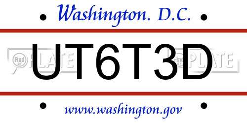 UT6T3D District Of Columbia License Plate