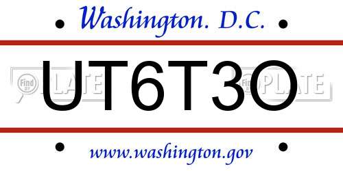 UT6T3O District Of Columbia License Plate