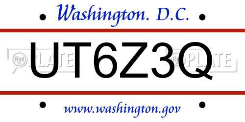 UT6Z3Q District Of Columbia License Plate