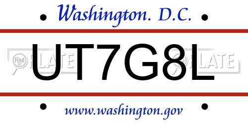 UT7G8L District Of Columbia License Plate