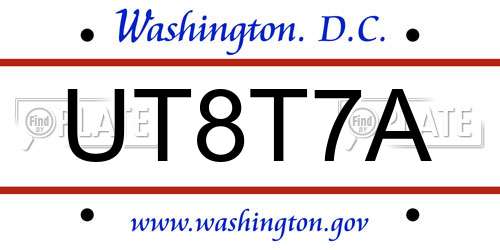 UT8T7A District Of Columbia License Plate