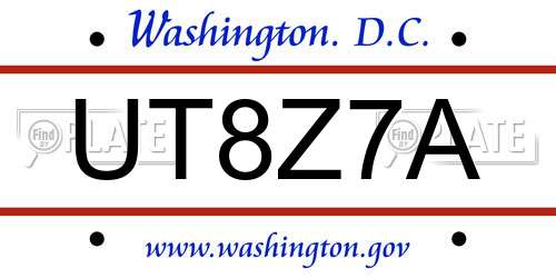 UT8Z7A District Of Columbia License Plate