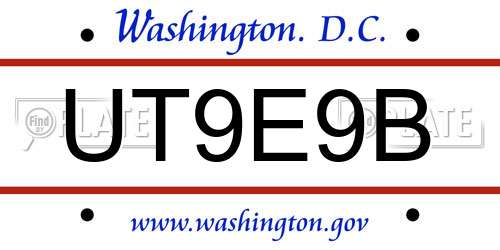 UT9E9B District Of Columbia License Plate