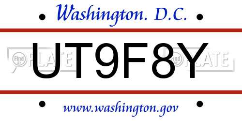 UT9F8Y District Of Columbia License Plate