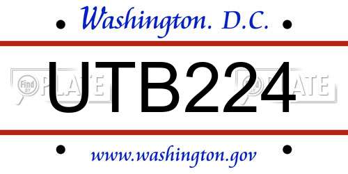 UTB224 District Of Columbia License Plate
