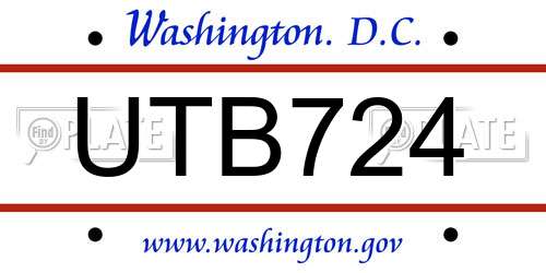 UTB724 District Of Columbia License Plate