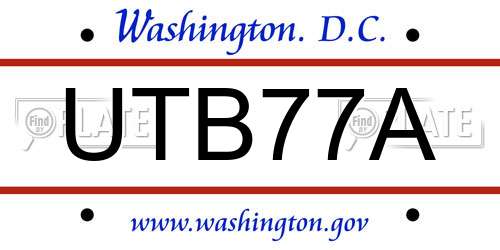 UTB77A District Of Columbia License Plate