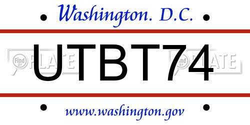 UTBT74 District Of Columbia License Plate