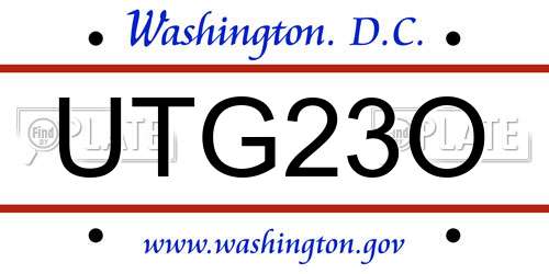 UTG23O District Of Columbia License Plate