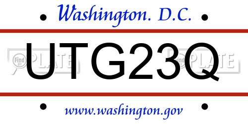 UTG23Q District Of Columbia License Plate