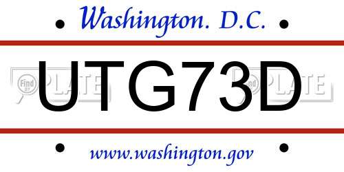 UTG73D District Of Columbia License Plate