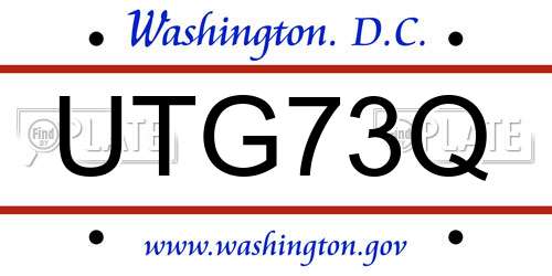 UTG73Q District Of Columbia License Plate