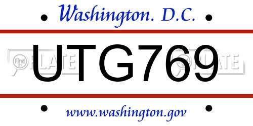 UTG769 District Of Columbia License Plate