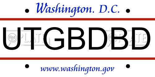 UTGBDBD District Of Columbia License Plate