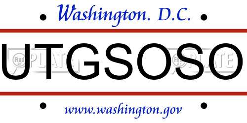 UTGSOSO District Of Columbia License Plate