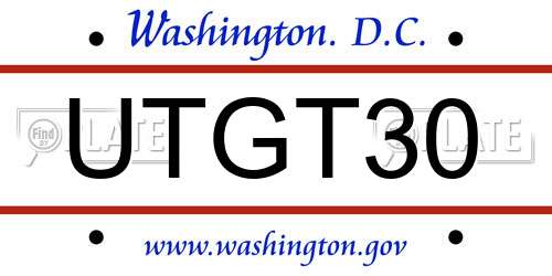 UTGT30 District Of Columbia License Plate