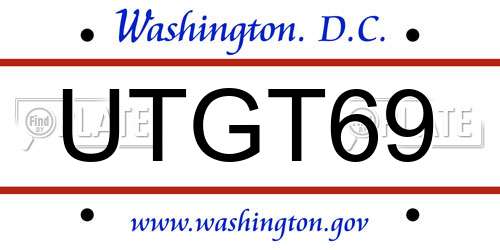 UTGT69 District Of Columbia License Plate