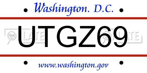 UTGZ69 District Of Columbia License Plate