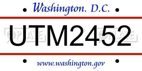 UTM2452 District Of Columbia License Plate