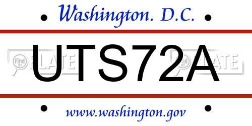 UTS72A District Of Columbia License Plate