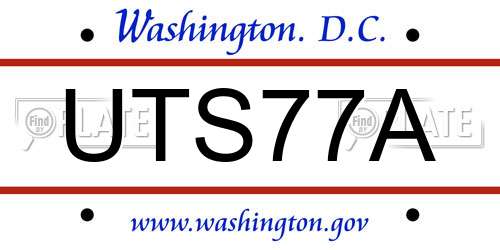 UTS77A District Of Columbia License Plate