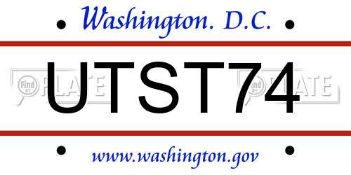 UTST74 District Of Columbia License Plate