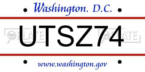 UTSZ74 District Of Columbia License Plate