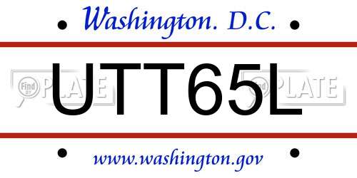 UTT65L District Of Columbia License Plate