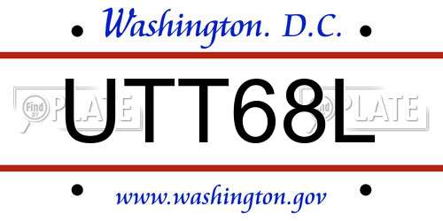 UTT68L District Of Columbia License Plate