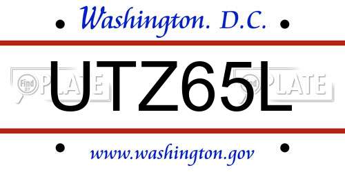 UTZ65L District Of Columbia License Plate