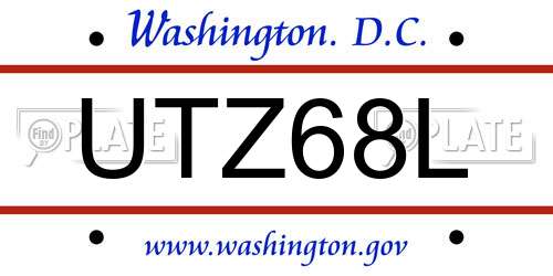 UTZ68L District Of Columbia License Plate
