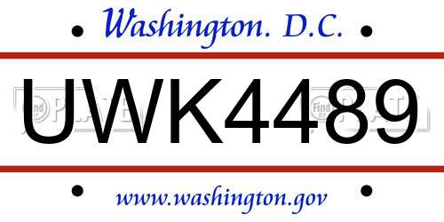UWK4489 District Of Columbia License Plate