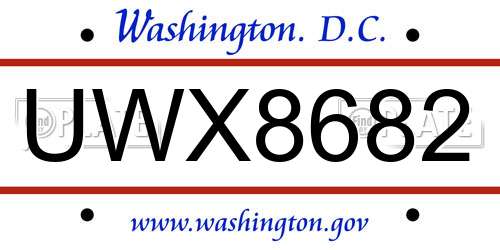 UWX8682 District Of Columbia License Plate
