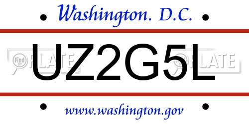 UZ2G5L District Of Columbia License Plate