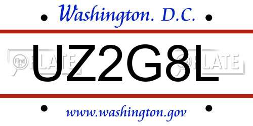 UZ2G8L District Of Columbia License Plate