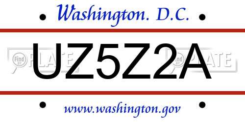UZ5Z2A District Of Columbia License Plate