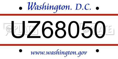 UZ68050 District Of Columbia License Plate