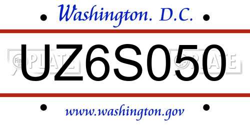 UZ6S050 District Of Columbia License Plate