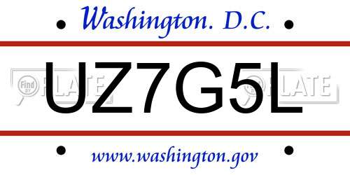 UZ7G5L District Of Columbia License Plate